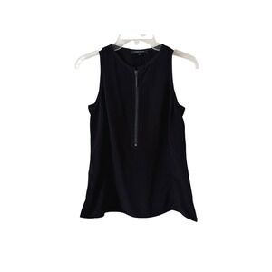 3/$20 💥 Nanette Lepore Black Sleeveless Top Half Zip Neck Minimalist Classic US